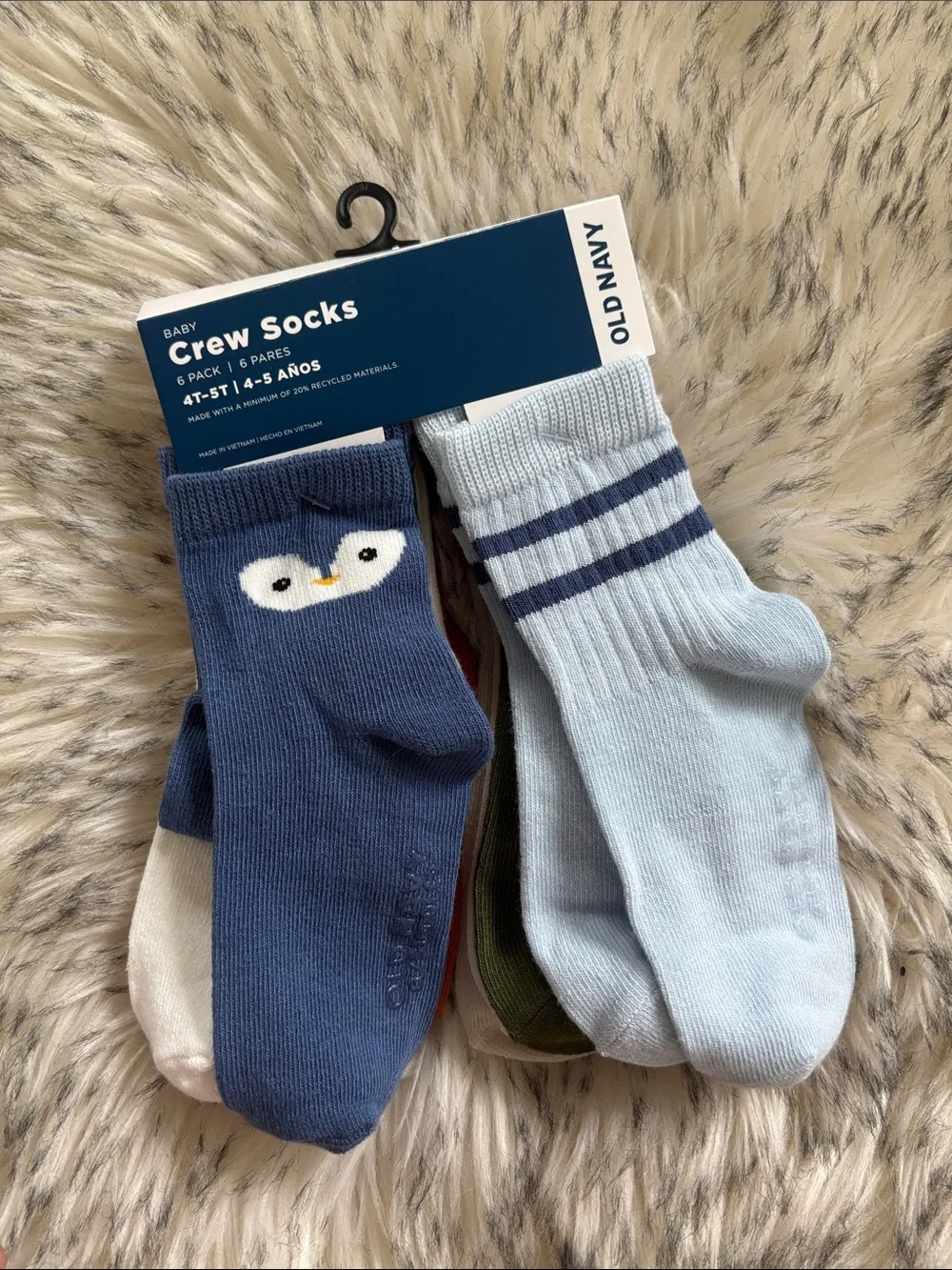 4T-5T NWT 6 Pack Old Navy Crew Socks Crew Socks